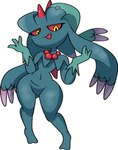 ancient_pokemon blue_body featureless_crotch female flutter_mane gem generation_9_pokemon hi_res horn humanoid jewelry necklace nintendo nude open_mouth paradox_pokemon pearl_(gem) pearl_necklace pokemon pokemon_(species) pupils red_sclera solo thick_thighs vilepluff yellow_eyes