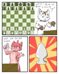 anthro bishop_(chess) buttplug chess chess_board chess_piece dialogue furniture king_(chess) knight_(chess) male pawn_(chess) plug plug_(sex_toy) queen_(chess) rook_(chess) sex_toy table text nikoransfw niko_(nikoransfw) nikora_(nikoransfw) domestic_cat felid feline felis hybrid mammal 4:5 comic english_text hi_res