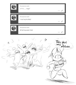 anthro big_breasts breasts ear_piercing eyewear female group heart_symbol male piercing running sunglasses text thought_bubble user_avatar averyshadydolphin tumblr anon anonymous tumblr_anonymous vixie_(averyshadydolphin) bat human mammal 2017 english_text hi_res