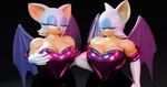 anthro big_breasts breasts cleavage clothed clothing duo female glistening glistening_body gloves handwear latex latex_clothing latex_gloves latex_handwear latex_skinsuit rubber_clothing selfcest skinsuit square_crossover suggestive_look tight_clothing insany3d sega sonic_the_hedgehog_(series) rouge_the_bat bat mammal 256:135 3d_(artwork) 4k absurd_res blender_(artwork) digital_media_(artwork) hi_res