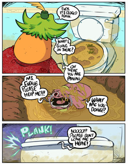 anthro bathroom begging bodily_fluids clothed clothed_anthro clothed_female clothing crying dialogue drowning_in_feces drowning_in_urine duo feather_hat feces feces_on_face female fez fully_clothed fully_clothed_anthro fully_clothed_female fur gas genital_fluids green_hair hair hat headgear headwear large_objects larger_female macro macro_female orange_body pink_body pink_fur pink_tongue poop_on_head profanity size_difference speech_bubble suffering tears text thought thought_bubble thoughts toilet tongue urine urine_in_mouth yelling young young_anthro young_female happypokeyboy cartoon_network chowder_(series) ms._endive panini_(chowder) animal_humanoid anteater anteater_humanoid domestic_cat elephant elephantid felid feline felis humanoid hybrid lagomorph leporid mammal mammal_humanoid pilosan pilosan_humanoid proboscidean rabbit xenarthran xenarthran_humanoid 2025 absurd_res comic english_text hi_res