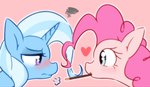 blue_body blue_line_art duo female female/female feral food heart_symbol horn pink_body pink_line_art pocky_in_mouth simple_background akainu7 friendship_is_magic hasbro my_little_pony mythology pocky pinkie_pie_(mlp) trixie_(mlp) equid equine horse mammal mythological_creature mythological_equine pony unicorn colored_line_art digital_media_(artwork) hi_res