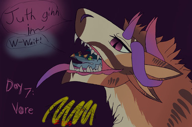 ambiguous_form ambiguous_gender duo feral scared slurred_speech tongue tongue_out vore lyrical_impressions_(artist) fish_(lyrical_impressions) ruta_(vaporstrike) aquatic eel felkin fish flying_fish hybrid hi_res