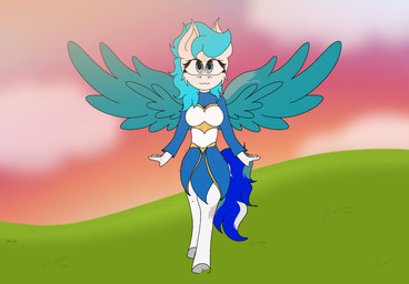 anthro cloud female hooves scar solo spread_wings sunset wings galaxystardubs hasbro my_little_pony mythology equid equine mammal mythological_creature mythological_equine pegasus hi_res