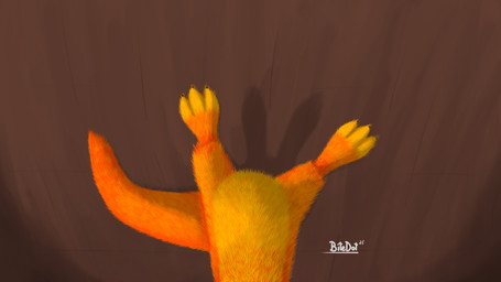anthro countershading feral first_person_view fur implied_transformation leg_focus male orange_body orange_fur paws semi-anthro solo upside_down bitedot jak_and_daxter naughty_dog sony_corporation sony_interactive_entertainment daxter mammal mustelid ottsel 16:9 digital_media_(artwork) hi_res widescreen