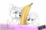 anthro banana duo female food fruit fur licking paws plant tongue tongue_out young young_anthro cocampplus paw_patrol skye_(paw_patrol) sweetie_(paw_patrol) canid canine canis cockapoo domestic_dog mammal mixed_breed hi_res