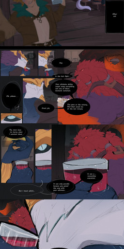 anthro bar condensation dialogue drinking duo glass inside looking_at_another male profanity speech_bubble text na1su league_of_legends mythology riot_games tencent aurelion_sol_(lol) ezreal_(lol) ornn_(lol) bovid caprine dragon human mammal mythological_creature mythological_scalie scalie 2025 absurd_res comic english_text hi_res