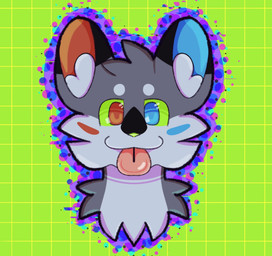 ambiguous_gender anthro aura green_eyes heterochromatic_ears heterochromia inner_ear_fluff solo tongue tongue_out tuft notailfox flip_(notailfox) canid canine fox mammal 2024 digital_media_(artwork) headshot_portrait hi_res portrait shaded