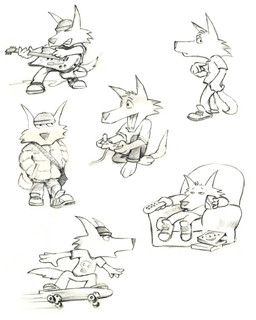 anthro armchair beverage_can bored bottomwear box chair clothed clothing container controller electric_guitar fanny_pack footwear fur furniture guitar hat headgear headwear jacket male multiple_poses musical_instrument pants pizza_box playing_guitar playing_music plucked_string_instrument pose shirt shoes sitting skateboard skateboarding skull_on_clothing smile solo string_instrument tail topwear tv_remote vehicle young young_anthro young_male jake_lunt_davies don't_eat_the_neighbours simon_(don't_eat_the_neighbours) canid canine canis mammal wolf 2000 absurd_res concept_art hi_res sketch_page traditional_media_(artwork)