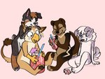 beverage group demilustdragon mythology juno_clark mooks_(character) mooky_ott toast_(r3drunner) avian canid canine gryphon mammal mustelid mythological_avian mythological_creature otter absurd_res colored hi_res watermark