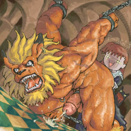 anthro barefoot bdsm bodily_fluids bondage bound chain chained chastity_device clothed clothing cuff_(restraint) cum cumshot digiphilia dominant dominant_female dominant_human dungeon duo ear_piercing ejaculation erection feet female fully_clothed genital_fluids genitals hands_behind_back humanoid_genitalia humanoid_penis interspecies male muscular nipple_piercing nipple_ring nipples nude orange_body orgasm penis phallic_chastity_device piercing plantigrade restrained restraints ring_piercing shackles submissive submissive_male sweat text unknown_artist bandai_namco digimon jeri_katou digimon_(species) felid human leomon mammal 1:1 japanese_text low_res translation_request