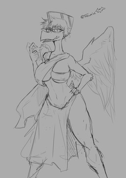 anthro beckoning bedroom_eyes big_breasts blush breasts broken_wing claws clothed clothing crossgender curvy_figure feathered_wings feathers female finger_claws gesture hair hand_on_hip hand_on_own_hip head_crest licking licking_lips looking_at_viewer mtf_crossgender narrowed_eyes open_mouth open_smile pubes seductive sharp_teeth short_hair short_tail skimpy smile solo tail teeth text thick_thighs tongue tongue_out voluptuous wings theumslayer goodbye_volcano_high ko_op_(game_developer) naser_(gvh) prehistoric_species pterosaur reptile scalie 2024 absurd_res artist_name black_and_white hi_res monochrome signature sketch