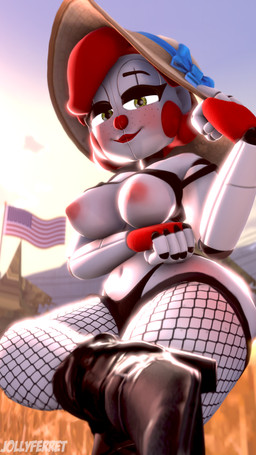 american_flag big_breasts big_butt boots bra breasts butt clothing country countryside female footwear hair hat hay headgear headwear huge_breasts huge_butt legwear machine not_furry outside panties red_hair shoes smile smiling_at_viewer smirk solo stockings sun teasing thick_thighs underwear united_states_of_america white_body white_skin yellow_eyes jollyferret lewdporter_(modeler) five_nights_at_freddy's scottgames sister_location circus_baby_(fnaf) animatronic humanoid robot robot_humanoid 3d_(artwork) 9:16 digital_media_(artwork) hi_res source_filmmaker_(artwork)