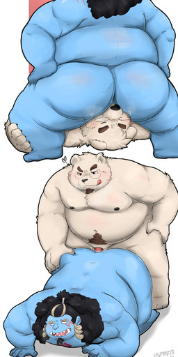 anal anal_penetration anthro belly blush butt duo eyes_closed eyewear facesitting genitals glasses humanoid_hands kemono male male/male moobs nipples oral overweight overweight_male penetration penis rimming sex sitting sitting_on_another tongue tongue_out 96panda one_piece jinbe aquatic fish-men_(one_piece) 2021 absurd_res comic hi_res