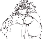 anthro blush clothing hair looking_at_viewer male mane mane_hair overweight overweight_male shirt solo tank_top topwear exe_exem lifewonders tokyo_afterschool_summoners vapula_(tas) felid lion mammal pantherine digital_drawing_(artwork) digital_media_(artwork) half-length_portrait portrait sketch