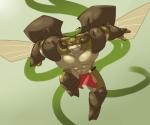 abs action_pose antennae_(anatomy) anthro big_muscles bottomwear clothed clothing elytron green_background huge_muscles insect_wings loincloth looking_at_viewer male manly muscular muscular_anthro muscular_male pecs pose red_clothing simple_background smile solo teeth toony topless wings happyending arthropod beetle insect stag_beetle 2014 colored digital_media_(artwork) full-length_portrait portrait shaded