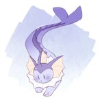 abstract_background ambiguous_gender artist black_eyes blue_body blue_scales blush commentary english_commentary eyelashes feral fin pawpads question_mark scales simple_background solo tail tail_fin text sundaero nintendo pokemon name eeveelution generation_1_pokemon pokemon_(species) vaporeon artist_name full-length_portrait portrait signature