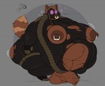 anthro areola balls belly big_areola big_balls big_belly big_butt big_moobs big_penis biped brown_body brown_fur brown_nipples bulge butt camera clothed clothing ears_up ellipsis foreskin fur gas_mask genitals glowing glowing_eyes huge_belly huge_butt huge_moobs huge_thighs humanoid_genitalia humanoid_hands humanoid_penis hyper hyper_belly hypnosis love_handles male male_anthro markings mask mind_control moobs navel nipple_piercing nipples obese obese_anthro obese_male overweight overweight_anthro overweight_male penis personality_death piercing simple_background solo spiral_eyes submissive submissive_male tail text thick_thighs torn_clothing tube unretracted_foreskin vein veiny_penis cyanu tello_(bigtoasty8) canid canine mammal raccoon_dog digital_media_(artwork) japanese_text