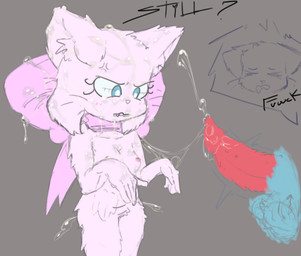animal_genitalia animal_penis anthro blue_eyes bodily_fluids bow_ribbon bukkake complaining cum cum_drip cum_on_body cum_on_bow cum_on_face cum_on_hand cum_stain cum_string dialogue dripping duo ejaculation feline_genitalia feline_penis female fur genital_fluids genitals grey_body grey_fur male male/female nipples nude offscreen_character penis text throbbing throbbing_penis tuft white_body white_fur anonymous_artist bittersweet_candy_bowl lucy_(bcb) mike_(bcb) domestic_cat felid feline felis mammal english_text hi_res