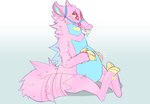 ambiguous_gender anthro back_spikes belly big_belly blue_body blue_fur blue_spikes blue_tongue claws eyebrows feet fur glistening_eyelids grey_background half-closed_eyes halter hands_on_own_belly happy heart_(marking) heart_pupils markings multicolored_tongue narrowed_eyes pink_body pink_fur pink_pupils pupils red_eyes simple_background sitting smile snout solo spikes spikes_(anatomy) striped_tongue tail tongue tongue_out two_tone_tongue yellow_claws yellow_sclera yellow_tongue gojiteeth buttercup_(gojiteeth) crocodile crocodilian furred_scalie hybrid mammal reptile scalie 2020 digital_drawing_(artwork) digital_media_(artwork) flat_colors full-length_portrait portrait signature trans_(lore) trans_man_(lore)