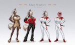 anthro armor biped blonde_hair boots breasts bulge cleavage cleavage_overflow clothed clothing dress ears_up footwear gynomorph hair headgear helmet high_heels intersex jewelry long_hair necklace race_car_driver shoes simple_background solo spanish_flag standing text boosterpang edgar_mendoza_(boosterpang) andalusian_horse equid equine horse mammal 2024 english_text hi_res model_sheet male_(lore)