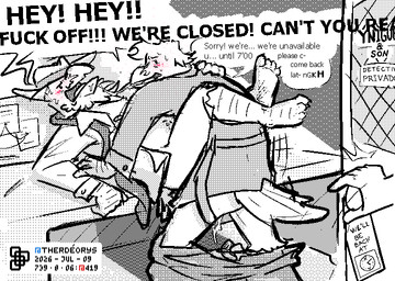 anal anal_penetration angry anthro beak belt blush blush_lines bodily_fluids bottomwear bottomwear_down caught_in_the_act caught_while_cumming clock clothed clothing coat cum cum_drip cumming_while_penetrating cumming_while_talking detective detective_hat do_not_disturb do_not_enter_sign door dripping duo feather_beard feather_hair feathers feet furniture genital_fluids hat headgear headwear male open_beak open_clothing open_door open_mouth open_shirt open_topwear pants pants_down paper_sheet partially_clothed penetration pens private_detective profanity pseudo_hair saliva saliva_string sex_on_table shirt sweat sweatdrop table text topwear trenchcoat undone_tie yelling cerdeorhys gonzalo_(cerdeorhys) hernan_(cerdeorhys) avian bird corvid corvus_(genus) oscine passerine raven black_and_white dated digital_media_(artwork) english_text line_art monochrome pixel_(artwork) watermark father_(lore) father_and_child_(lore) father_and_son_(lore) incest_(lore) parent_(lore) parent_and_child_(lore) parent_and_son_(lore) son_(lore)