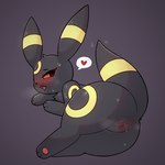 anus black_body blush bodily_fluids butt female feral genital_fluids genitals heart_symbol looking_at_viewer open_mouth pussy raised_tail red_eyes simple_background solo steam sweat tail vaginal_fluids park_horang nintendo pokemon eeveelution generation_2_pokemon pokemon_(species) umbreon 1:1 hi_res