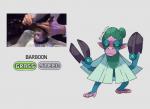 ambiguous_gender anthro barber fur green_body green_eyes green_fur grey_background on_model real scissors simple_background solo text viiperfish fakemon monkey_haircut mammal primate english_text hi_res meme