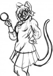 anthro bottomwear clothed clothing cosplay costume eyewear female glasses hair happy magnifying_glass pose short_hair simple_background skirt smile solo sweater topwear turtleneck white_background thatdirgedude hanna-barbera scooby-doo_(series) cassie_gliese velma_dinkley mammal mouse murid murine rodent monochrome sketch