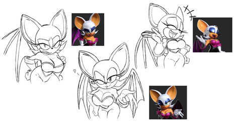 anthro armwear bat_wings big_breasts big_ears black_nose bodysuit breasts cleavage clothed clothing elbow_gloves eyelashes eyes_closed female female_anthro front_view gloves hand_on_hip handwear looking_at_viewer membrane_(anatomy) membranous_wings one_eye_closed shortstack simple_background skinsuit solo thick_thighs tight_clothing white_background wide_hips wings wink winking_at_viewer blackchaos64 sega sonic_the_hedgehog_(series) rouge_the_bat bat mammal hi_res