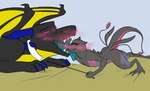 duo female horn hypnosis hypnotized_pred male mind_control musk open_mouth pheromones size_difference small_dom_big_sub tail vore wings captaincronus european_mythology mythology nintendo pokemon dragon generation_7_pokemon lizard mythological_creature mythological_scalie pokemon_(species) reptile salazzle scalie western_dragon