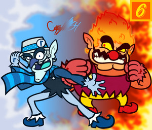 5_fingers arms_bent bent_leg big_nose black_facial_hair black_mustache blue_body blue_clothing blue_eyebrows blue_footwear blue_gloves blue_handwear blue_nose blue_scarf blue_shirt blue_shoes blue_skin blue_tongue blue_topwear button_(fastener) clenched_teeth clothed clothed_humanoid clothed_male clothing duo eyebrows facial_hair fingers fire fist flaming_hair footwear fully_clothed fully_clothed_humanoid fully_clothed_male fusion gloves grey_hair hair handwear hat headgear headwear holidays humanoid_pointy_ears ice larger_male looking_at_viewer male male_humanoid mustache no_pupils not_furry number obese obese_humanoid obese_male open_mouth open_smile orange_body orange_hair orange_skin overalls overweight overweight_humanoid overweight_male pattern_clothing pattern_scarf pointy_ears pseudo_hair red_clothing red_eyes red_footwear red_gloves red_handwear red_nose red_overalls red_shoes scarf shirt shoes short_hair simple_background size_difference smile smiling_at_viewer standing striped_clothing striped_scarf stripes tan_body tan_skin teeth text_box thick_eyebrows tongue topwear white_clothing white_hat white_headwear yellow_sclera captainquack64 christmas mario_bros nintendo the_year_without_a_santa_claus heat_miser snow_miser waluigi wario elemental_creature elemental_humanoid fire_creature fire_humanoid humanoid ice_creature ice_humanoid mineral_fauna mineral_humanoid 2022 crossover digital_drawing_(artwork) digital_media_(artwork) english_description flat_colors hi_res signature