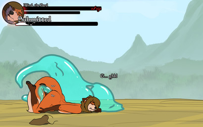 anal anal_penetration bottomwear clothing defeated exhausted forced gameplay_mechanics gui health_bar loincloth male nude penetration rape sex slime solo wounded umpherio alfred_(umpherio) canid canine fox mammal red_fox true_fox hi_res