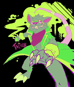 4_toes action_pose anklet anthro bandage bandaged_tail big_claws black_background bottomless bracelet buckteeth chemicals claws clothed clothing crooked_teeth digitigrade eyewear fangs feet foreshortening fur goggles graffiti green_background green_body green_fur hairless_tail holding_object jewelry looking_offscreen male mischievous_smile narrowed_eyes neon notched_ear pink_nose pink_sclera poison_gas pose purple_line_art rat_tail scarf sharp_teeth simple_background smile solo standing stylized tail tail_wraps teeth text toe_claws toes topwear torn_clothing vest wraps yellow_teeth piranhadrawings league_of_legends riot_games tencent twitch_(lol) mammal murid murine rat rodent 2016 colored_line_art hi_res signature