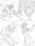 2013 cheetah comic felid feline female feral human human_to_anthro male mammal monochrome paws sabretoothed_ermine safari species_transformation transformation truck_(vehicle) vehicle