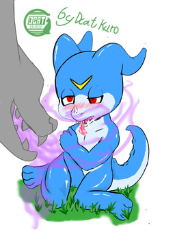4_toes 5_fingers anthro aphrodisiac aphrodisiac_breath aphrodisiac_gas aroused belly bent_legs biped blue_body blue_scales blush bodily_fluids countershading covering covering_crotch cross-eyed disembodied_head drooling duo fangs feet fingers glistening glistening_body grass holding_own_shoulder holding_shoulder horn humanoid_hands male male/male musk on_ground plant pupils questionable_consent raised_tail red_pupils red_tongue saliva scales short_snout simple_background sitting solo_focus tail teeth toes tongue weak weak_knees white_belly white_fangs white_sclera yellow_body yellow_scales dcatkuro bandai_namco digimon canid canine digimon_(species) mammal scalie veemon 3:4