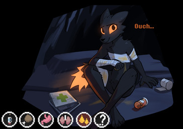 anthro biped claws feet female fingers front_view fur looking_at_viewer on_ground sitting solo tail toes wraps enginetrap casualties:_unknown expie_(gunsawian) gunsawian 2026 digital_drawing_(artwork) digital_media_(artwork) hi_res