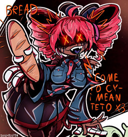 4_hands :3 baguette big_breasts black_sclera blood blood_from_eye blue_tongue bodily_fluids bone bottomwear bow_ribbon bread breasts brown_body brown_skin button_(fastener) clothing corpse cosplay crossover_cosplay cute_fangs disguise drill_curls dripping drooling earless emphasis_lines evil_grin fangs female food glowing glowing_eyes grey_body hair kasane_teto_(cosplay) looking_at_viewer machine metallic_body miniskirt multi_hand nightmare_fuel noseless oil open_mouth open_smile orange_text red_hair saliva saliva_drip saliva_on_tongue saliva_string scar scars_all_over screen screen_face seam_(sewing) segmented_body sharp_teeth simple_background skinsuit skirt skull smile smug smug_face smug_grin solo stitch_(sewing) suit suit_symbol surgical_suture talking_to_viewer teeth text thick_thighs tight_clothing tongue twintails_(hairstyle) unusual_anatomy white_body wide_hips x3 x_eyes yellow_eyes diddlydooter1 glitch_productions murder_drones utau cyn_(murder_drones) kasane_teto tessa_(murder_drones) eldritch_abomination human humanoid mammal patchwork_creature robot robot_humanoid undead worker_drone zombie artist_name crossover digital_drawing_(artwork) digital_media_(artwork) signature