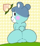 abstract_background anthro anus biped black_nose blue_body blue_fur blue_hair blush butt female fur genitals hair looking_at_viewer looking_back presenting pussy simple_background solo praiz animal_crossing nintendo bluebear_(animal_crossing) bear mammal 2013 low_res