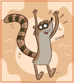 3_toes 4_fingers anthro black_eyes black_nose brown_body brown_fur brown_hair brown_stripes brown_tail dialogue featureless_crotch feet fingers fur grey_body grey_fur hair light long_tail male markings multicolored_body multicolored_fur nude_anthro nude_male open_mouth open_smile pink_tongue pupils raised_hands short_hair simple_background smile solo striped_markings striped_tail stripes tail tail_markings tan_background teeth text toes tongue toony two_tone_tail white_pupils fuposey cartoon_network regular_show rigby_(regular_show) mammal procyonid raccoon 2026 colored digital_drawing_(artwork) digital_media_(artwork) english_description english_text hi_res lighting shaded