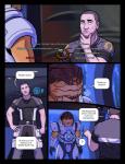 2016 alien bioware black_border blue_sclera border clothed clothing comic commander_shepard conversation_wheel dialogue digital_media_(artwork) electronic_arts english_text grunt_(mass_effect) hi_res human krogan male mammal mass_effect meesh open_mouth smile speech_bubble text