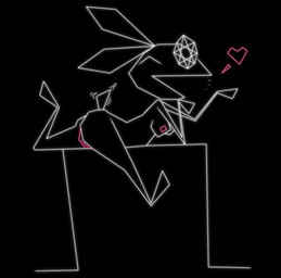 anthro black_background black_body black_breasts black_butt black_ears black_tail block breasts butt female female_anthro genitals geometric heart_symbol humanoid_genitalia humanoid_vulva looking_at_viewer medium_breasts nipples nude nude_anthro nude_female one_eye_closed open_mouth open_smile pink_heart pink_nipples pink_vulva rabbit_ears short_tail simple_background smile solo tail thick_thighs thin_calves unusual_eyes vulva white_line_art wink winking_at_viewer unknown_artist playstation sony_corporation sony_interactive_entertainment vib-ribbon vibri lagomorph leporid mammal rabbit black_and_white colored_line_art monochrome