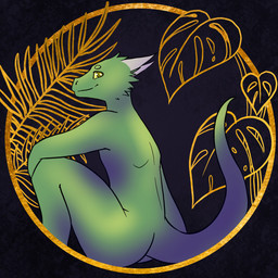anthro butt green_body horn looking_at_viewer looking_back looking_back_at_viewer male nude raised_tail sitting smile solo tail yellow_eyes yellow_sclera koboldkurios dungeons_and_dragons hasbro wizards_of_the_coast kobold scalie 1:1 hi_res
