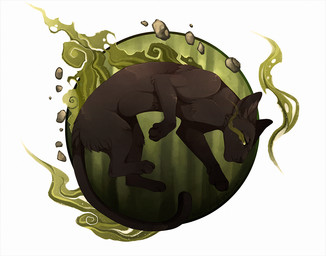 ambiguous_gender black_body black_fur black_nose feral fur green_eyes inner_ear_fluff paws rock solo tail tuft maplespyder warriors_(book_series) hollyleaf_(warriors) domestic_cat felid feline felis mammal 2015 digital_media_(artwork) digital_painting_(artwork) green_theme painting_(artwork) shaded soft_shading female_(lore)
