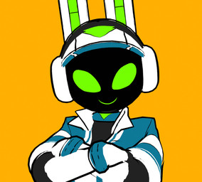 anthro choker clothing crossed_arms electronics female green_eyes green_mouth hat headgear headphones headwear jacket jewelry machine necklace rabbit_ears screen screen_face smile solo topwear visor_cap soundsgood_(artist) project_turboblast tempo_(project_turboblast) lagomorph leporid mammal rabbit robot robot_anthro 3d_(artwork) blender_(artwork) bust_portrait digital_media_(artwork) icon portrait