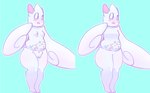 anthro blue_background blush breasts female genitals looking_at_viewer nipples open_mouth pokemorph pussy simple_background solo thick_thighs white_body doodling_selkie nintendo pokemon generation_4_pokemon pokemon_(species) togekiss absurd_res hi_res