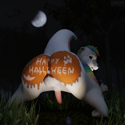 anthro bodily_fluids butt clothing costume cum cum_in_ass cum_inside doggystyle from_behind_position genital_fluids grass halloween_costume holidays light male moonlight outside outside_sex plant sex solo otter_oasis halloween lucky_(otter) awtter mammal mustelid otter 1:1 absurd_res hi_res