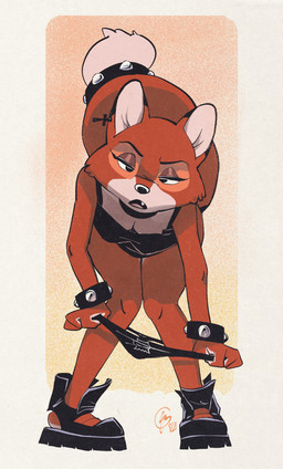 accessory alternative_fashion anthro anthrofied bent_over boots bracelet breasts cleavage clothed clothing clothing_around_legs combat_boots down_blouse eyeshadow female fluffy fluffy_tail footwear front_view fur furgonomics goth half-closed_eyes holding_clothing holding_object holding_underwear jewelry looking_at_viewer makeup narrowed_eyes panties panties_around_legs partially_clothed shoes solo spiked_bracelet spiked_tail_ring spikes tail tail_accessory tail_bracelet tail_jewelry topwear underwear underwear_around_legs undressing undressing_self edtropolis disney the_fox_and_the_hound vixey_(tfath) canid canine fox mammal red_fox true_fox absurd_res digital_media_(artwork) hi_res