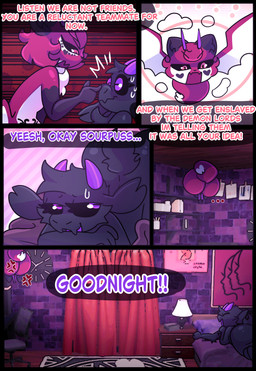 anthro black_sclera dialogue glistening horizontal_pupils horn male male_anatomy male_anthro nude nude_anthro nude_male pupils purple_eyes purple_horn text halfpricesouls bovid caprine mammal sheep absurd_res comic english_text hi_res