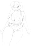 4_fingers anthro big_breasts blush breasts cleavage clothed clothing eyebrow_through_hair eyebrows female fingers floppy_ears hair kemono looking_at_viewer sitting smile smiling_at_viewer solo translucent translucent_hair underwear aruurara sophia_(aruurara) lagomorph leporid mammal rabbit 2023 hi_res monochrome sketch